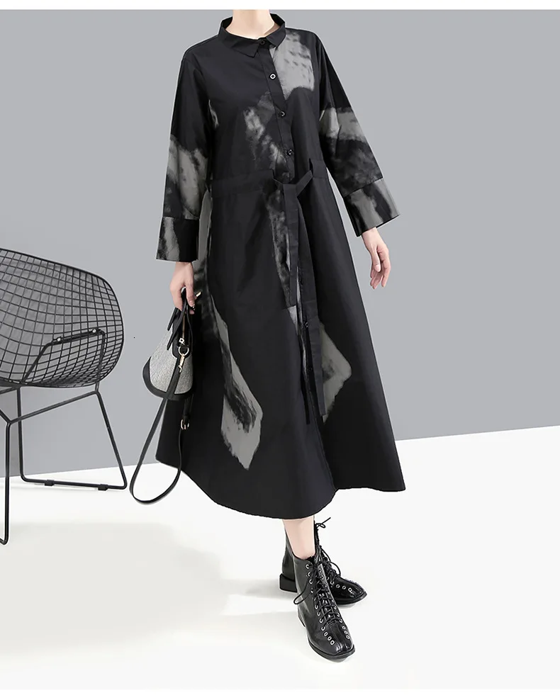 New Fashion Style Black Print Hit Color Vintage Dress Fashion Nova Clothing