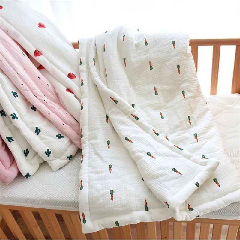 New fabric crepe cotton quilt four season baby air conditioner room blanket quilt nursery school baby kids children bed