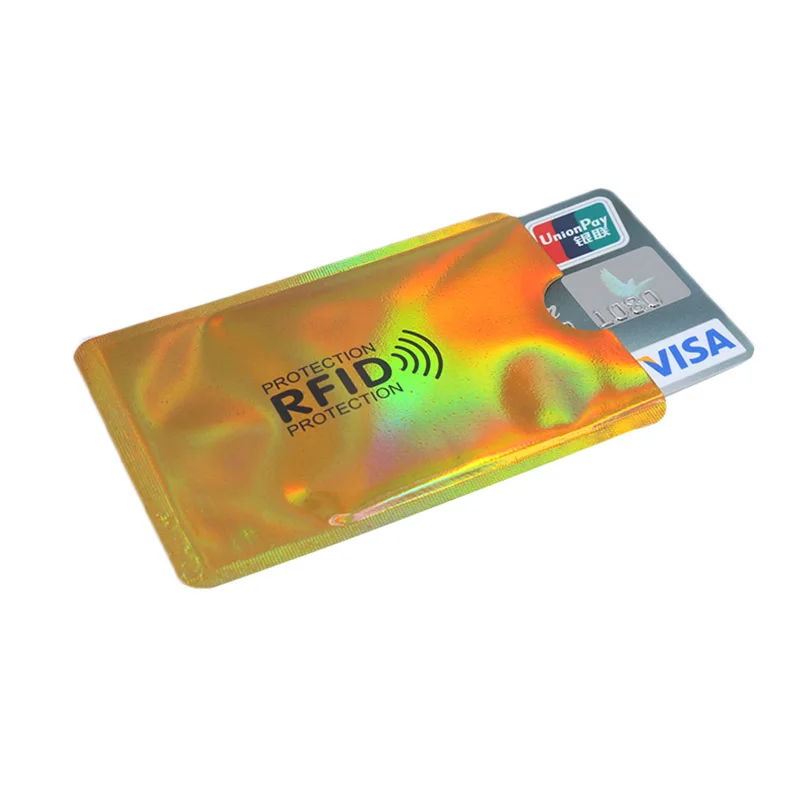 100 шт микс Анти RFID кошелек блокирующий ридер замок банк держатель для карт Id банковский Чехол для карт металлический держатель для кредитных NFC алюминиевый - Цвет: Laser gold 100pcs