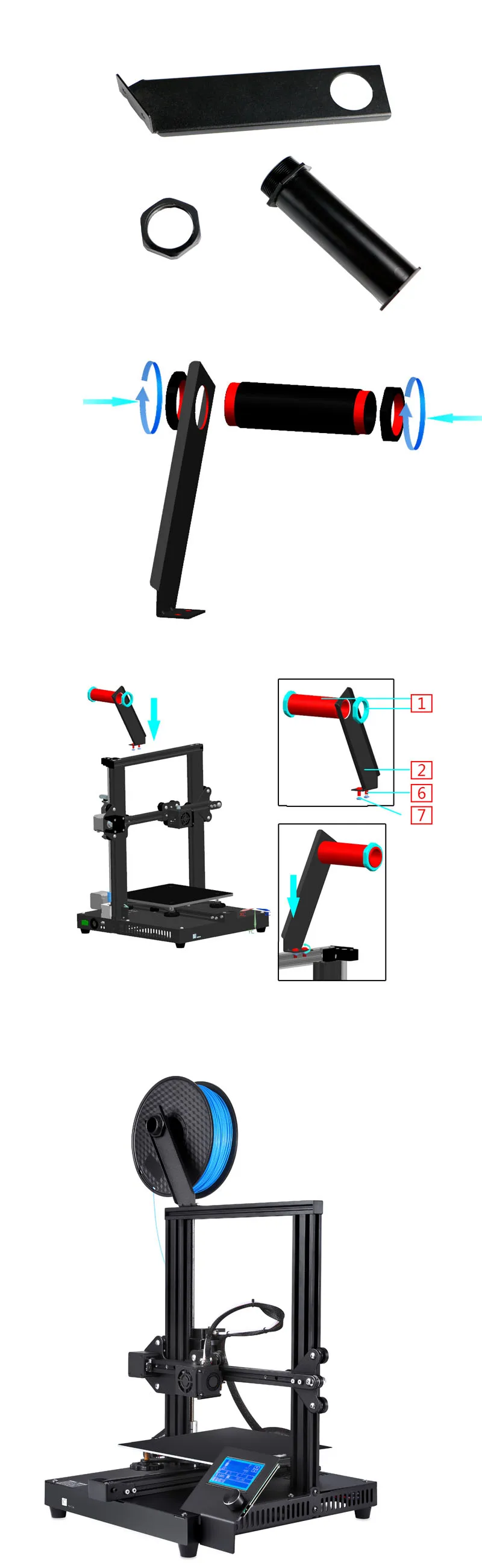 Acessórios de Impressora Montagem para Creality Pendurado Tubo Rack Montagem Material Impressora Ender-3 - Ender-3x Cr-10s 3d 3 Computador e Escritório
