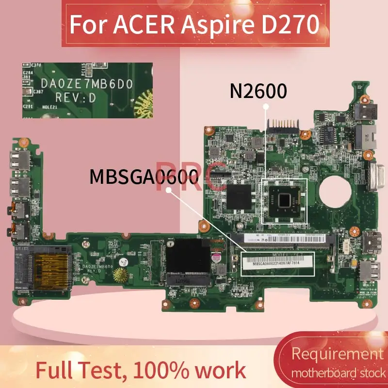 Placa-mãe para Notebook Acer Aspire D270 N2600 Placa Principal de Notebook Ddr3