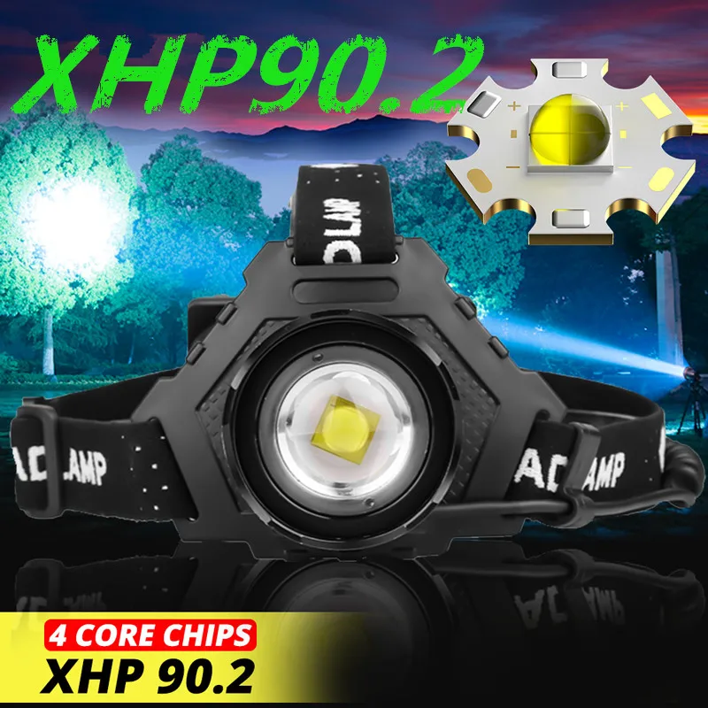 

Powerful 8000LM XHP90.2 LED Headlamp USB Rechargeable Headlight Waterproof Zoomable Power Bank Fishing Light Using 18650 Battery