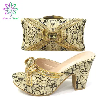 

Fashion Italy High Heels Women Wedding Shoes Summer Slippers Italian Lady Shoes with Matching Bags Shoes and Bag Set for Party