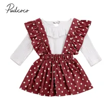 В году, весенне-осенняя одежда для малышей от 0 до 24 месяцев. Одноцветный комбинезон с оборками и длинными рукавами для новорожденных девочек, топы, платье на бретелях, наряд, одежда