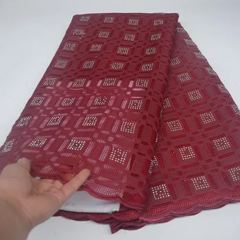 

New Arrival 2019Design Nigerian With Stones Lace Pure Cotton African Dry Lace Fabric Swiss Voile Lace In Switzerland For Wedding