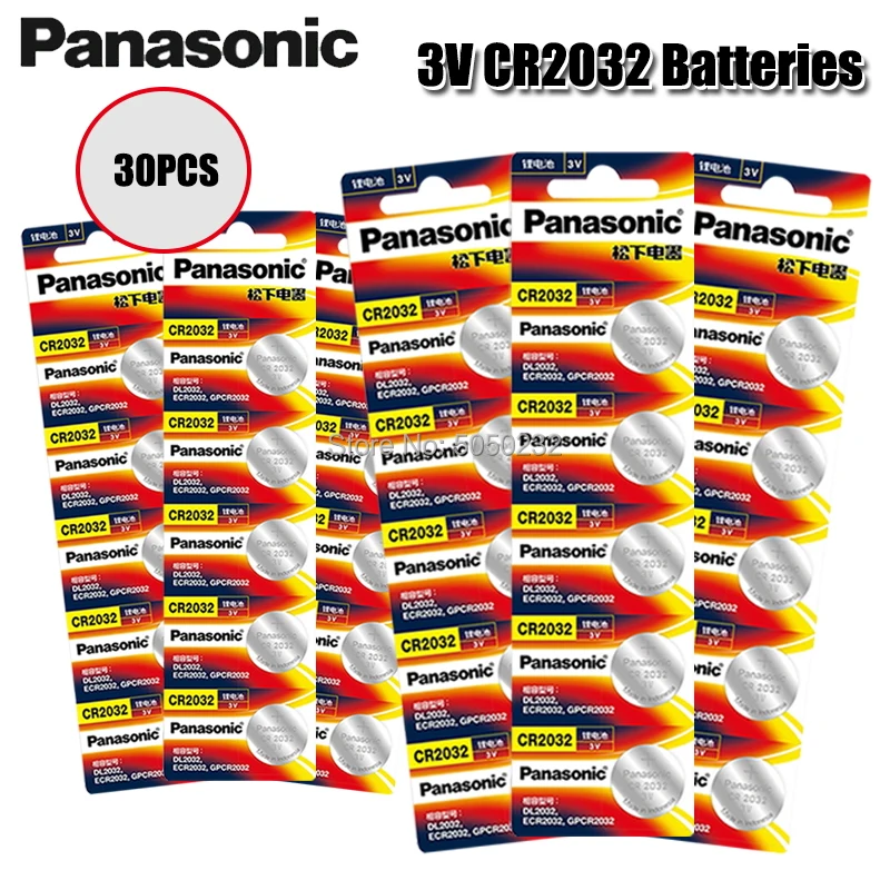 30 шт. Panasonic оригинальный cr2032 кнопочный элемент батареи 3 в монета литиевая батарея