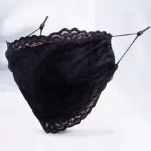 Женская маска для рта, двойной слой, черная Цветочная кружевная маска с вышивкой, маска для рта против пыли, респиратор