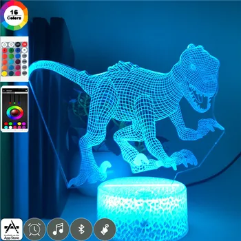 

Smart Phone Control Jurassic Park Indominus Rex Figure 7 Colors Nightlight for Children Gift Toy Travel Souvenir Movie Led Lamp