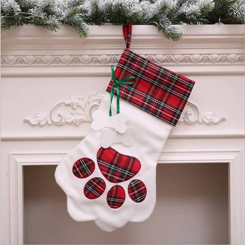 Рождественские декоративные принадлежности, Подарочная сумка с собачьими когтями, вечерние подвесные аксессуары, украшение для дома на год, рождественские чулки