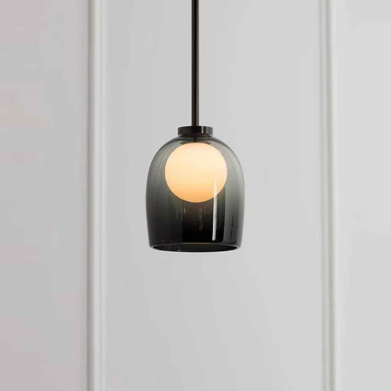 

Nordic single head bedroom bedside chandelier modern minimalist restaurant glass counter bar clothing shop window small led lamp