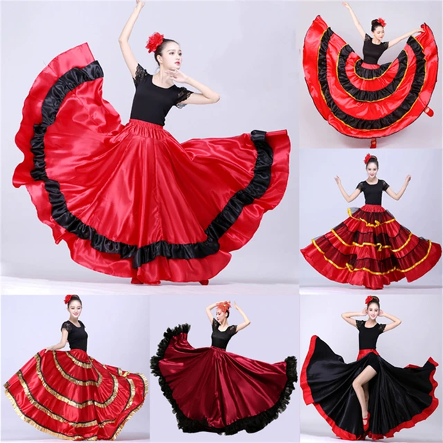 Vestido De Flamenco Para Niña, Falda De Danza Del Vientre De España, Coro,  Salón De Baile, Vestidos Para Mujer, Disfraz De Torsión De 360/540/720  Grados - Flamenco - AliExpress