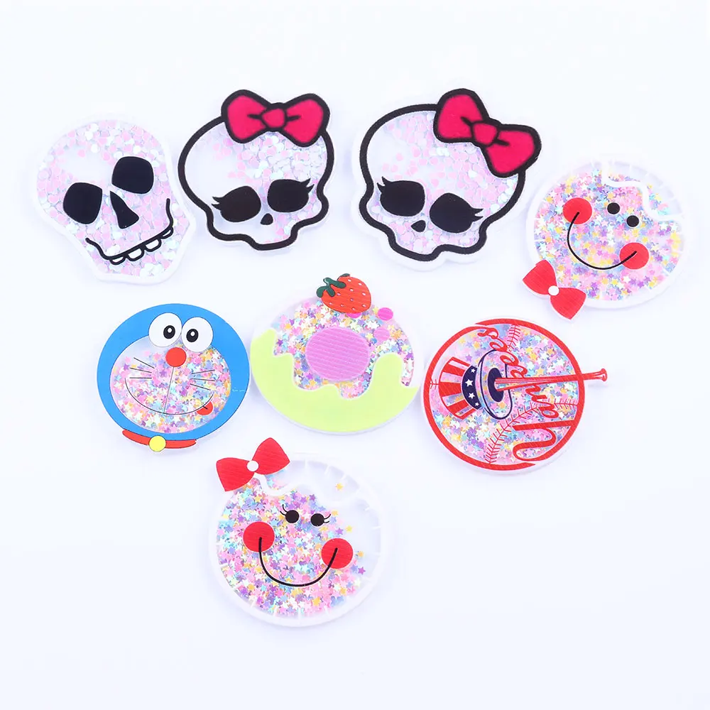 

Children's jewelry cartoon face round sequins acrylic decorative materials DIY quicksand crafts supply accessories 5 pieces