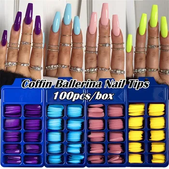 

100Pcs/Set Fashion False Nail Tips Full Cover Nature Nail Art Manicure Tips for Fake Nails Extension Acrylic UV Gel Polish