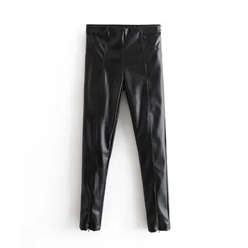 

Office Ladies Pu Leather Motorcycle Pants Sexy Tight Pencil 2020 New Trousers Faux Leather Casual Light Add Thin Velvet Panties