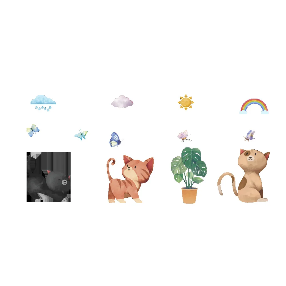 Съемная Наклейка на стену s Kitty Cloud креативная Забавная детская спальня отделка детской стены