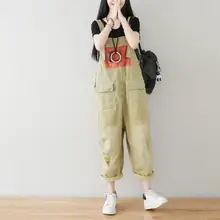 

Jumpsuits Women Overall Loose Solid Pockets Korean Style Streetwear Denim Womens Streetwear New