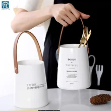 Керамические палочки для еды, кухонная коробка для хранения, кожаная переносная стойка для слива, ложка, ведро, нож, вилка, посуда, держатель, стойки для столовых приборов