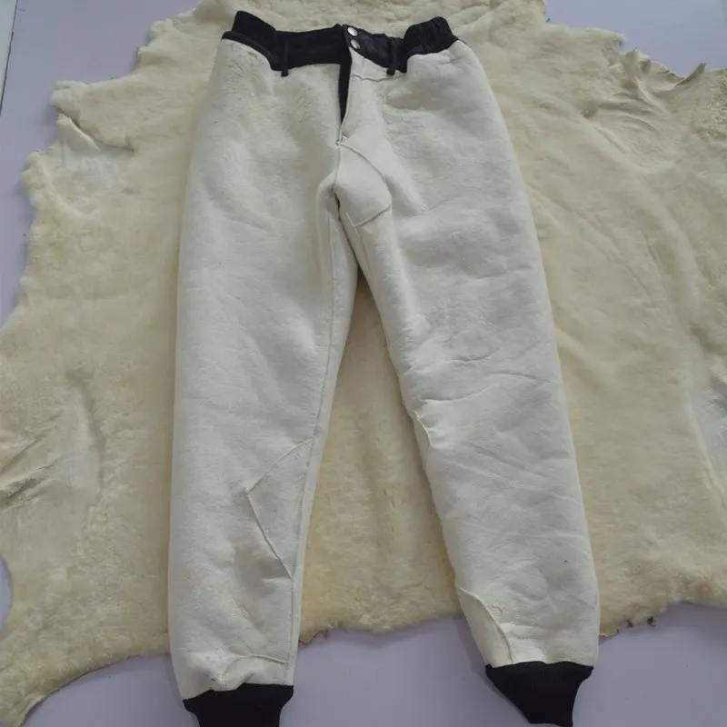 Middle aged Men Warm Wool Sheep Leather 