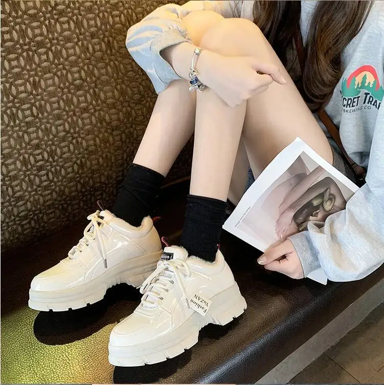 Mhysa Autumn Shoes Woman Sneakers Lace Up Women Leather shoes Flats Vulcanized Shoes Comfort Winter Women's Footwear L1092