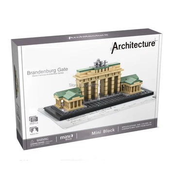 

hot Lepining city classic Street view Germany Berlin Gate famous Brandenburg mini Micro Diamond Building Blocks model toys gift