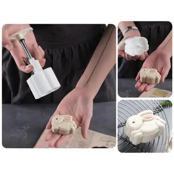 

2020 New 50g Mooncake Barrel Mold with 3D Rabbit Stamp Hand Press Moon Cake Pastry Mould