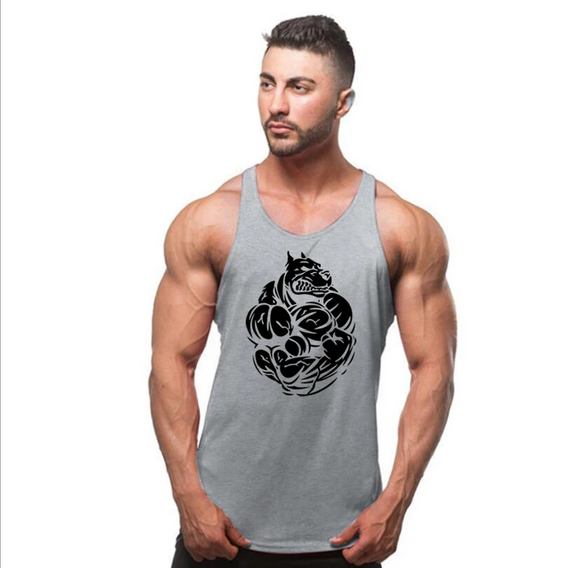 

2020 New vogue cotton Sports Vest Gym Fitness Tank Tops Sleeveless Top Man Running weightlifting Workout Wear Undershirt Men