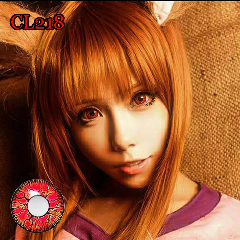 

Japanese Animation Tokyo Ghoul Cosplay Contact Lens for Women and Men Eye Makeup lentes de contacto de color CL218 red crack