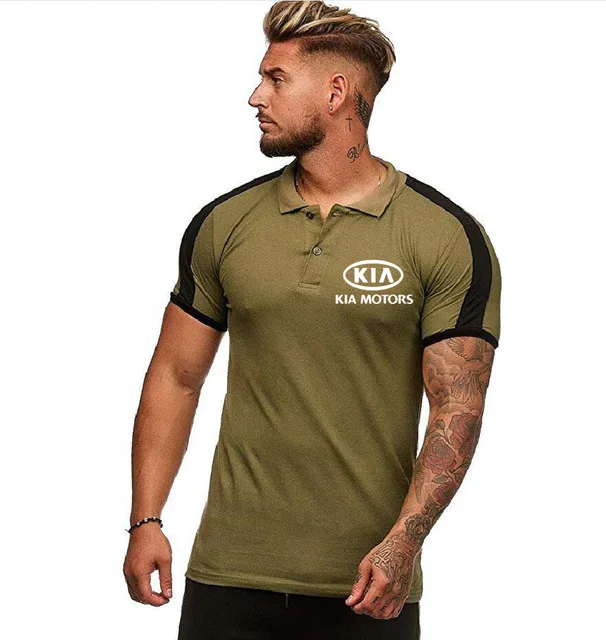 Mens Short Sleeve for KIA Car Logo Men's Polo Shirt Summer casual solid colour Cotton Tshirt Fashion Male Tops Clothes | Автомобили и