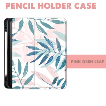 

Pink Green Leaf Flip Cover For iPad 6th 7th 2018 Pro 9.7 11 air 10.5 12.9 10.2 2020 Mini2 3 4 5 2019 Tablet Pencil holder Case