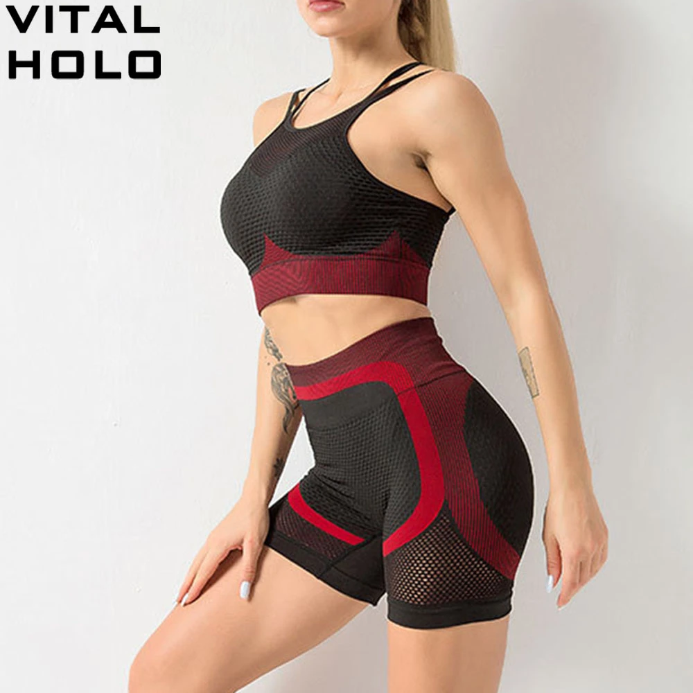 

2pcs Yoga Set Women Seamless Sport Set Gym Clothing Fitness Women Gym Set Sexy Sports Bra High Waist Shorts Set Women Tracksuit