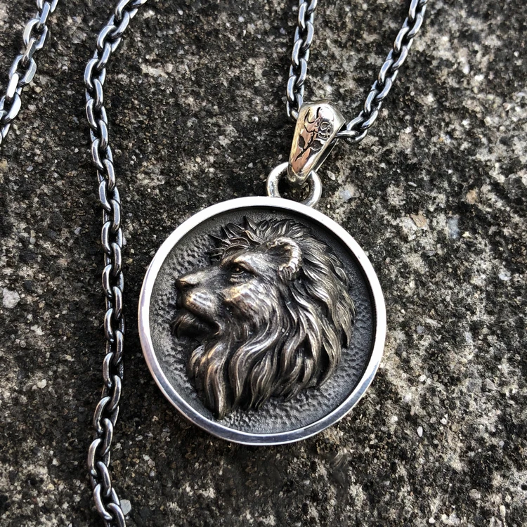 

925 Silver Original Handmade Personality Domineering Lion King Necklace Pendant