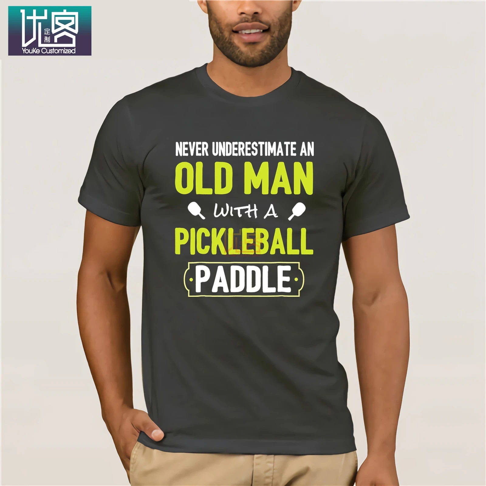 Никогда не недооценивать старика с Pickleball Весло рубашка летние Для Мужчин's короткий рукав Футболка Забавные футболки для девочек хлопковые топы, футболка