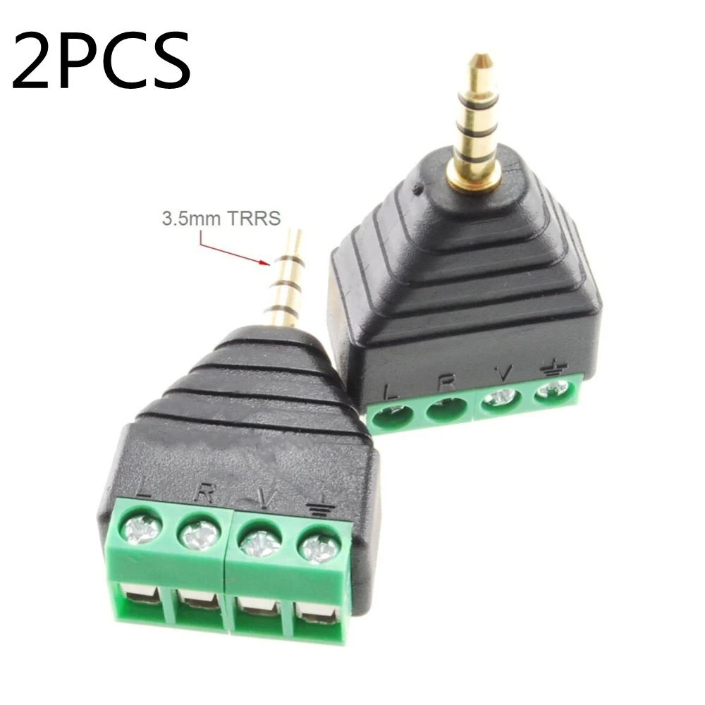 2-Pack 3.5mm 1/8&quot TRRS Male Jack to AV 4-Screw Terminal Block Balun Connector | Электроника