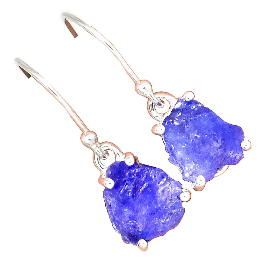 Натуральный Танзанит грубые 925 пробы серебряные серьги, 27,3 мм, AE2637