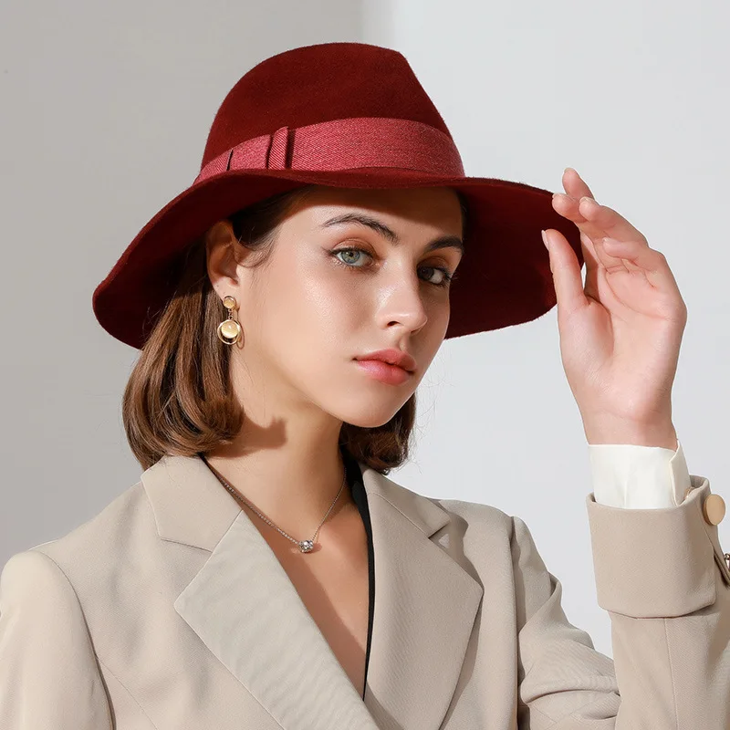 

X4063 British Retro Neutral Wool Felt Hat Fashion Elegant Jazz Hat Top Hat Feather Hat Woolen Fascinator