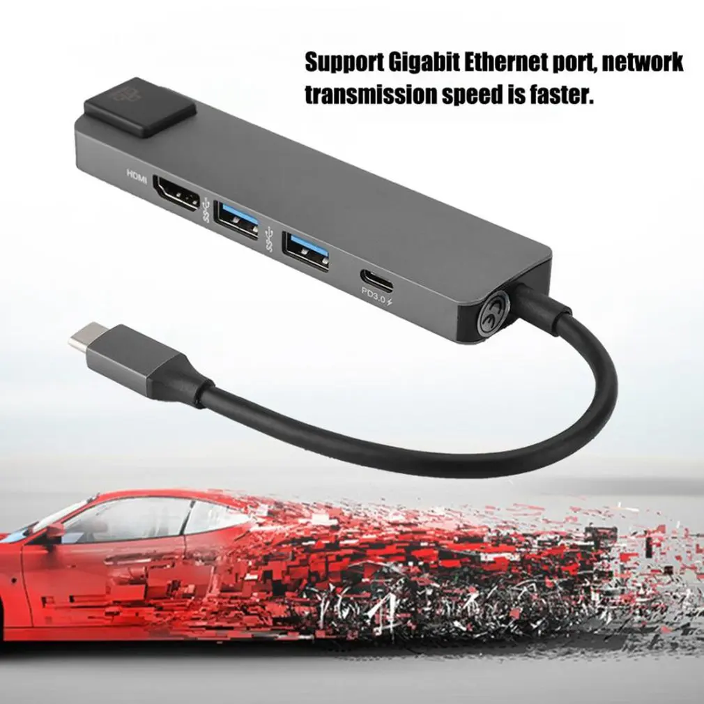 USB C к HDMI 4K+ RJ45 Gigabit Ethernet+ USB 3,1 type C концентратор адаптер Rj45 Lan