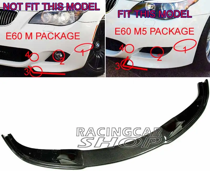HAM STYLE REAL CARBON FIBER FRONT LIP UNDER SPOILER For BMW 5-SERIES E60 M5 Front Bumper