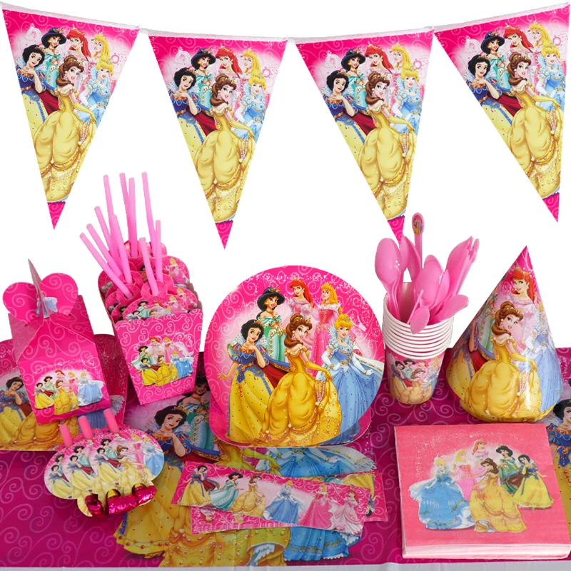 Princess Princesses Birthday Party Decoration Set Straws Cups Plates Napkins 
