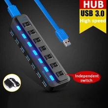 USB 3,0 хаб многопортовый usb-адаптер 4/7 порт расширитель Высокоскоростной USB 3,0 хаб с адаптером питания USB 3,0 концентратор с переключателем для портативных ПК