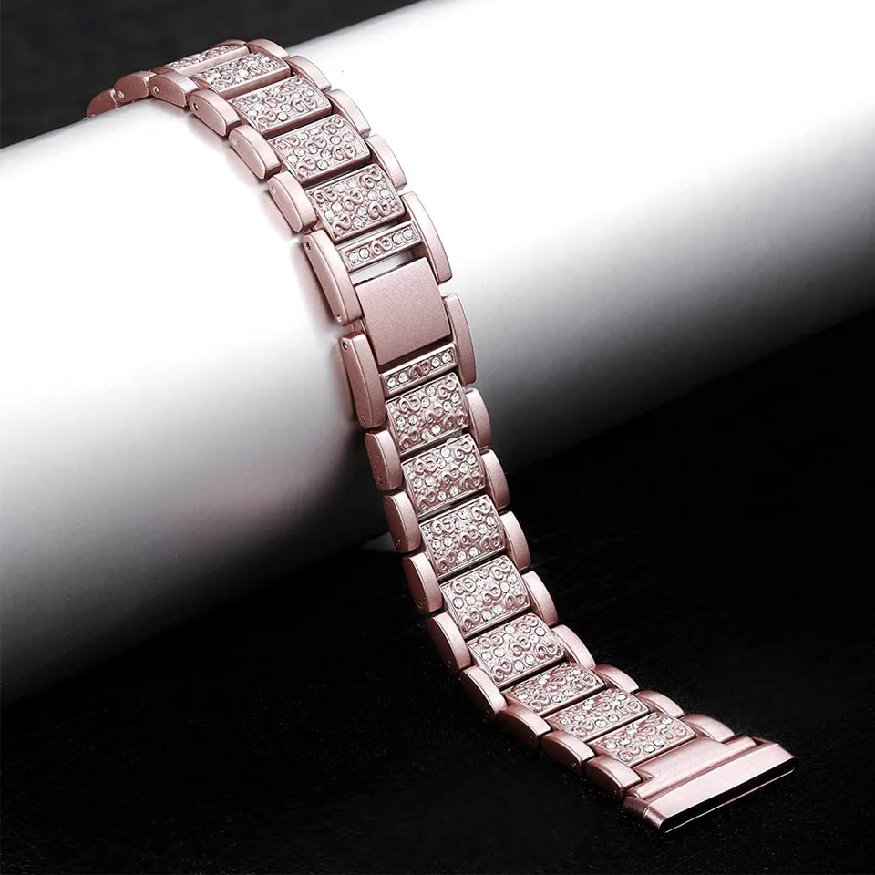 Cinturino Con Strass In Acciaio Per Fitbit Versa 3 E Sense Oro Rosa Regolabile