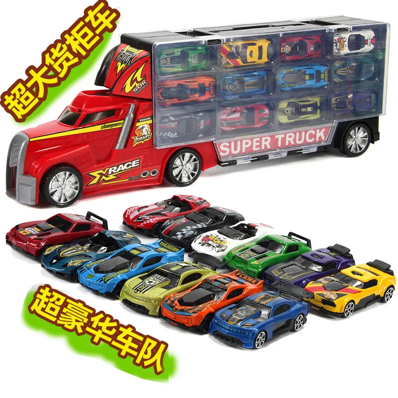 

Large Container Set with 12 of Alloy Xi Car Toy Children Model Hand Gift Box Toy Car