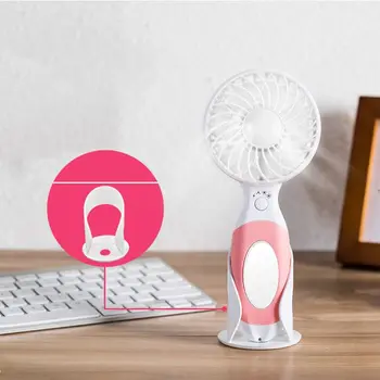 

Free-on Handheld USB portable mini charging small fan with mini makeup mirror & fan bracket home Office Outdoor fan