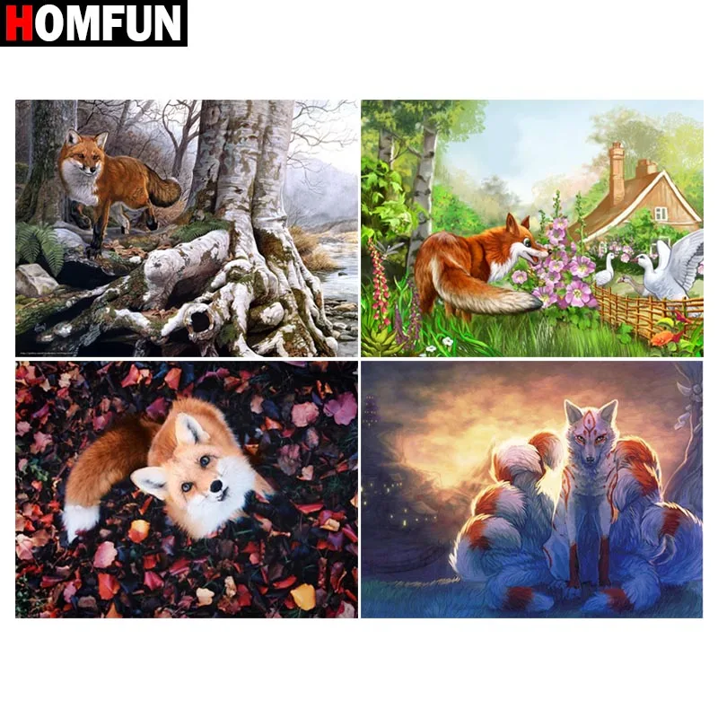 Алмазная 5D картина HOMFUN Лисий лес вышивка с полными стразами Стразы для