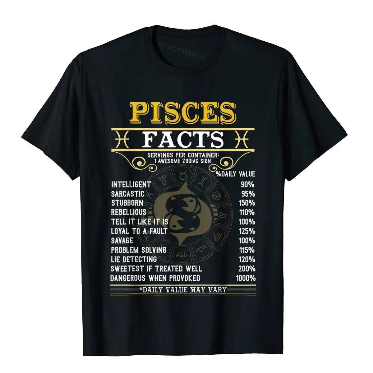 Pisces Facts Zodiac Signs Funny Birthday Gifts Men Women T-Shirt__B7308black