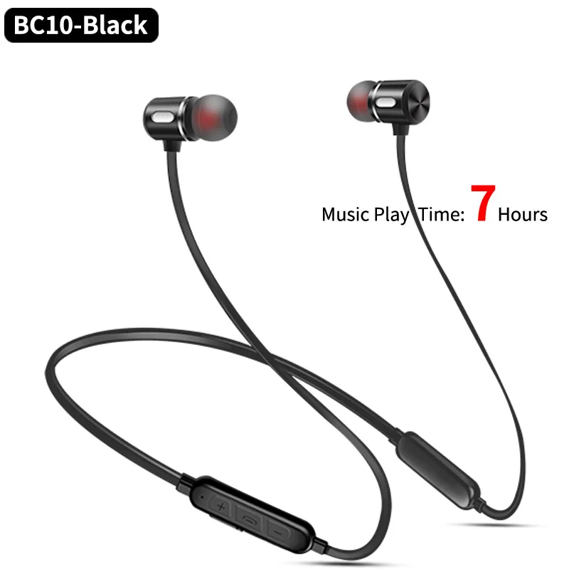 C10 BC10 Bluetooth наушники беспроводные наушники стерео гарнитура спортивные наушники Bluetooth наушники HiFI бас Hands-free с микрофоном - Цвет: BC10-Black-7h