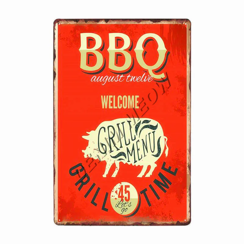 Dad's BBQ Zone Винтаж барбекю вечерние металлические вывески гриль время настенное Искусство Плакат для бара паба кухня ретро печать домашний декор WY81