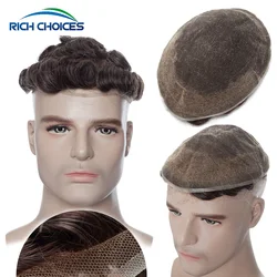 Rich Choices Men Toupee Swiss Lace Hair System Replacement 30mm Wavy Male Wig Prosthesis 90% Density Breathable Hair Extensions