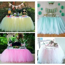 1*0,8 м милые украшения стола для детского душа вечерние скатерти розовая Тюлевая юбка-пачка для стола Романтическая Свадебная вечеринка