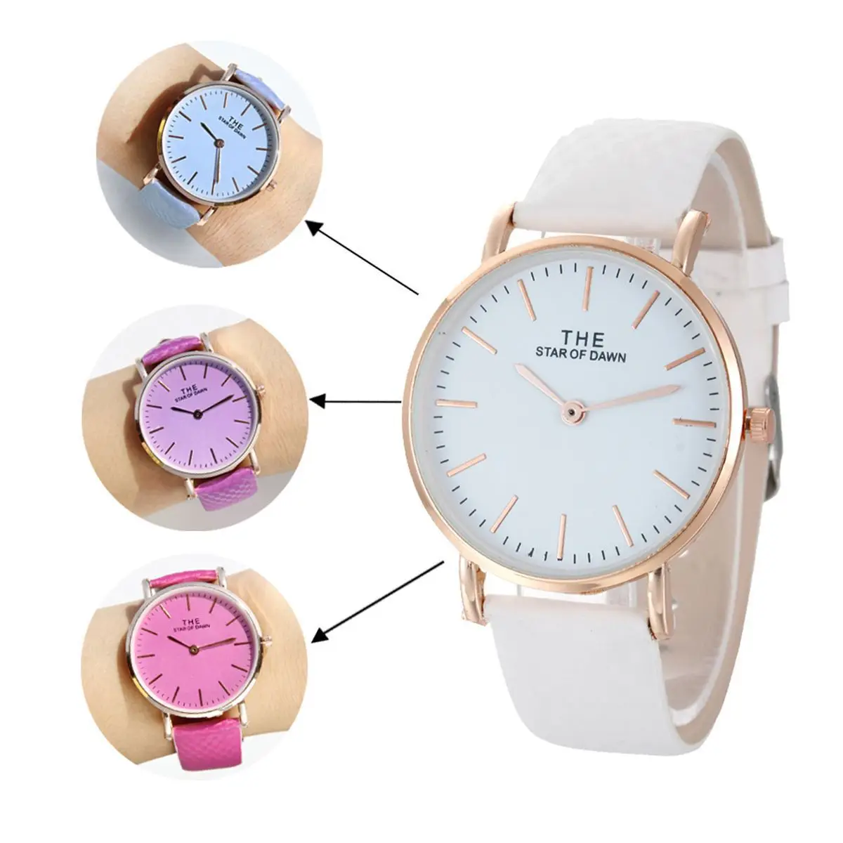 

New Style Fashion Simple Measuring Temperature Color Changing Women's Geneva Two Needle Couples Quartz Students Watch