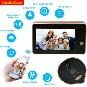 

Peephole Camera Doorbell Wifi 4.3 Inch Monitor Smart Video HD720P Night Vision PIR Motion Detection APP Control For IOS Andriod